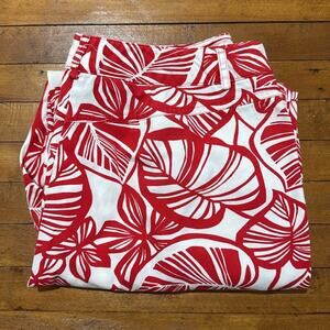 Talbots Red Leaf Print Capri Pants 25" Inseam Size 10